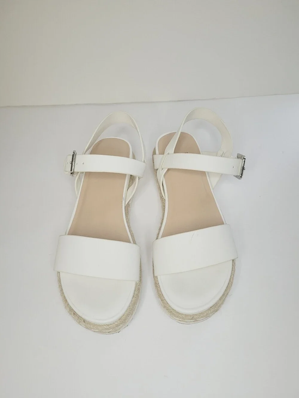 A New Day Rianne Strappy White Espadrille Sandals Women's 7.5 Platform Summer